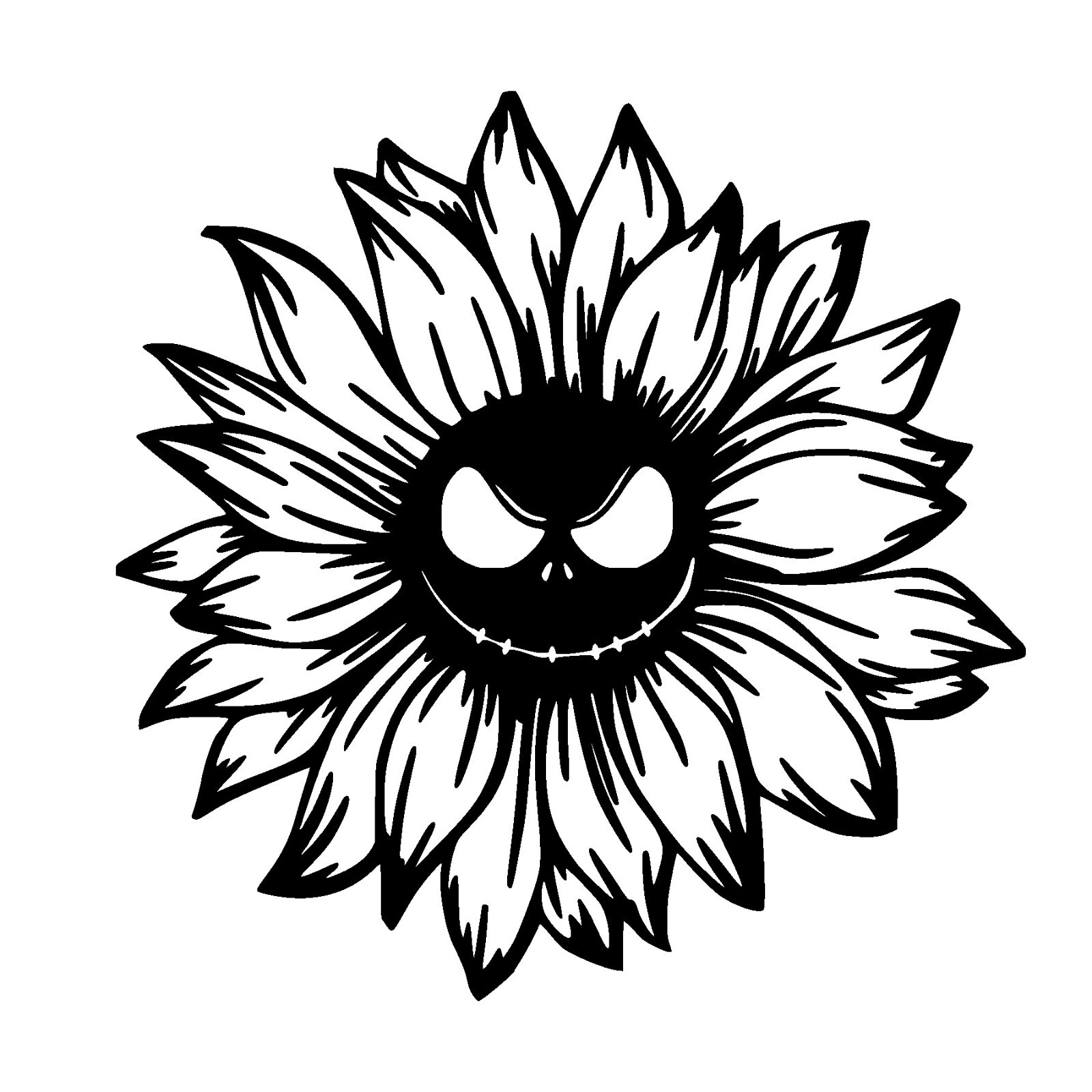 Jack Skellington Sunflower Decal, Die cut, you pick size and color