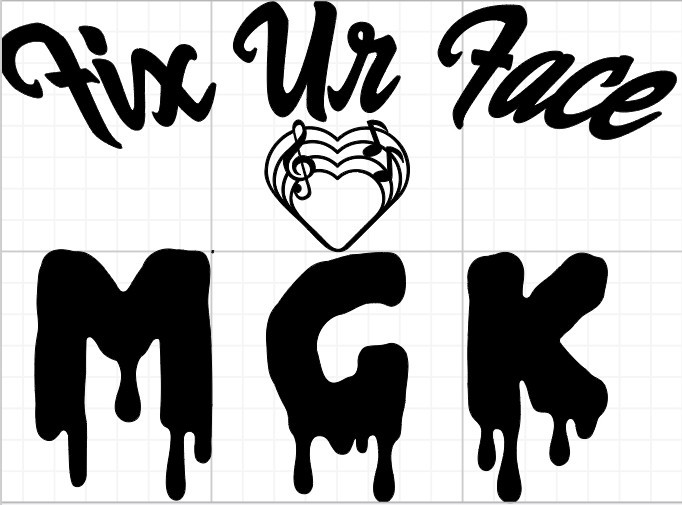 TJx-Vinyl Decal, B/W/C, 6x4in, Drip Letters, SelfAdhesive, MGK, Barker, Durst 🔥