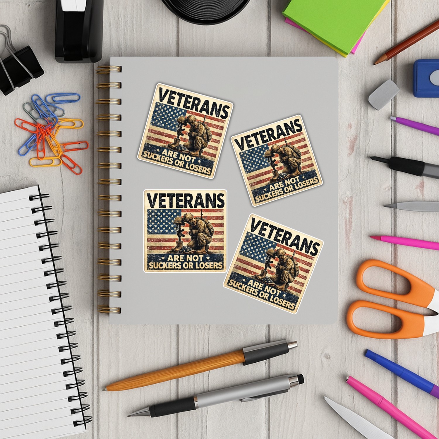 4Pcs Veterans Are Not Suckers or Losers – Political Humor Vinyl Decals, Waterpro