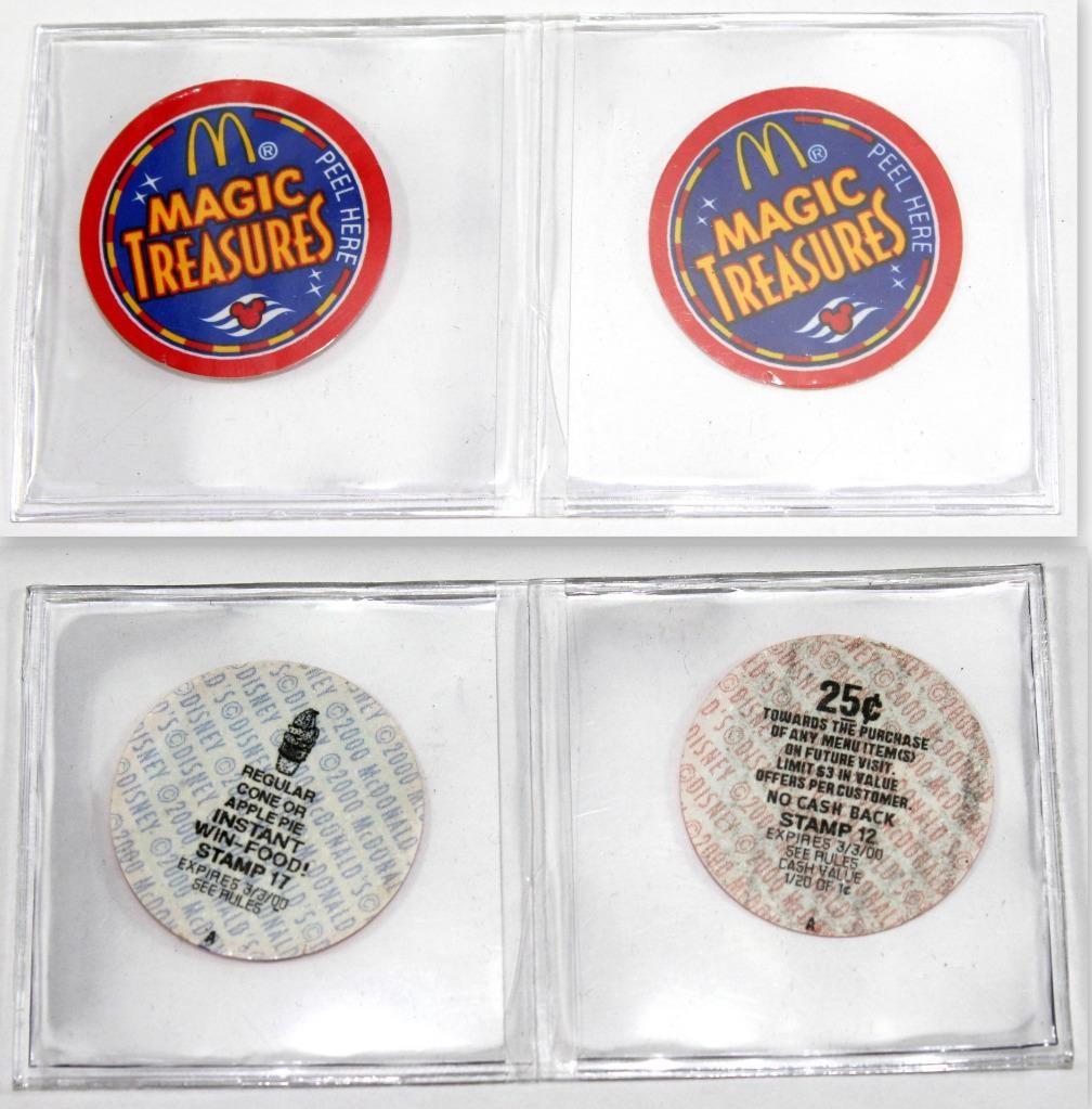 2 ~ 2000 McDonalds Magic Treasures Advertising Peel Here Original Used Stickers