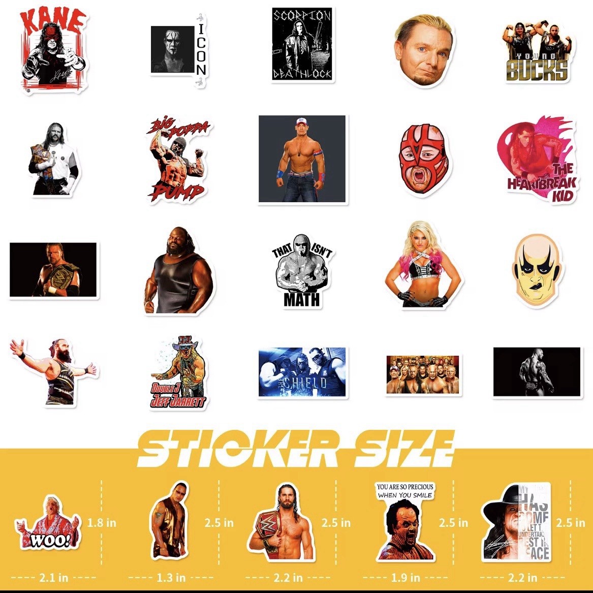 50Pcs Wrestling Stickers Decals for Laptop Water Bottle Wrestler Party Gifts