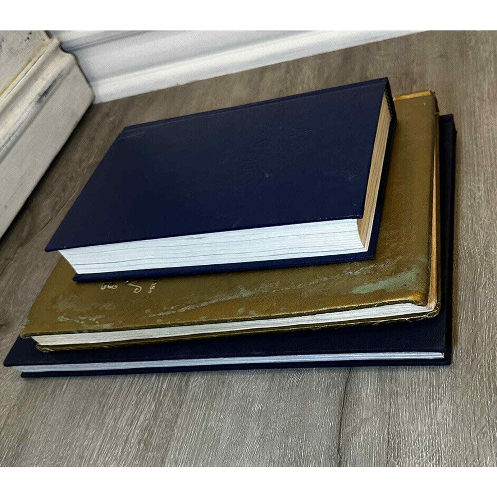 Vintage Decor Book Props Blue And Gold 3 Books