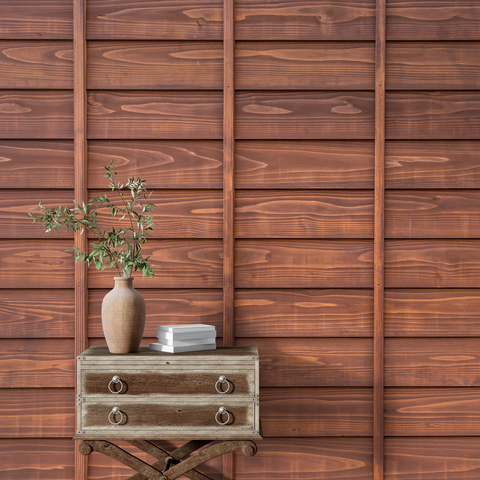 Wooden Wall Mural, Japanese Style Wallpaper, Rustic Wall Art. Self-adhesive
