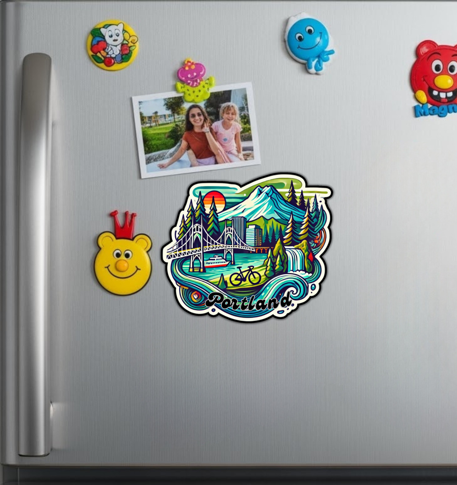 Portland Oregon Mt. Hood Fridge Magnet or Laptop Sticker