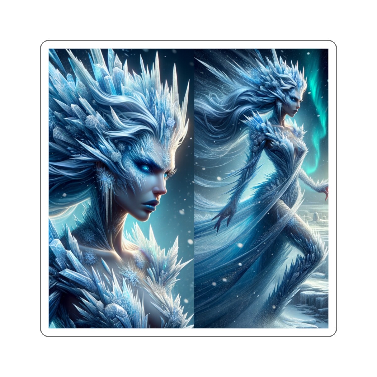 Sticker Ice Queen Digital Artwork Vibrant Elegant 2×2 3×3 4×4 6×6