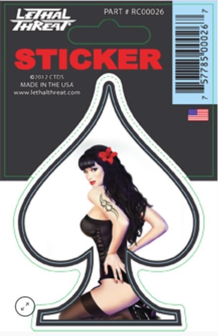 NEW LETHAL THREAT ACE OF SPADES PIN-UP MINI DECAL STICKER 2.75"x3.5" RC00026