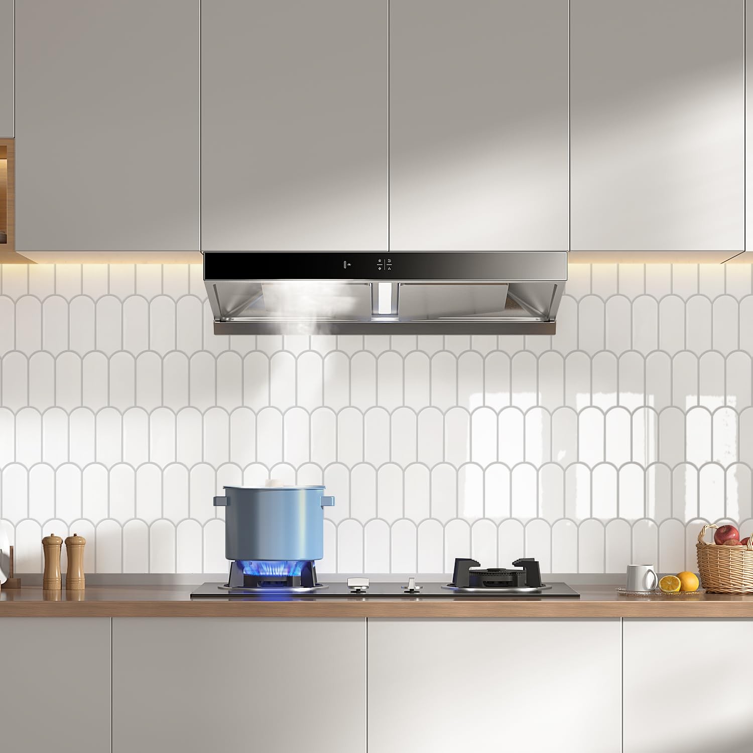 Upgraded Thicker Design Peel and Stick Backsplash Tile, 10-Sheet White with G…