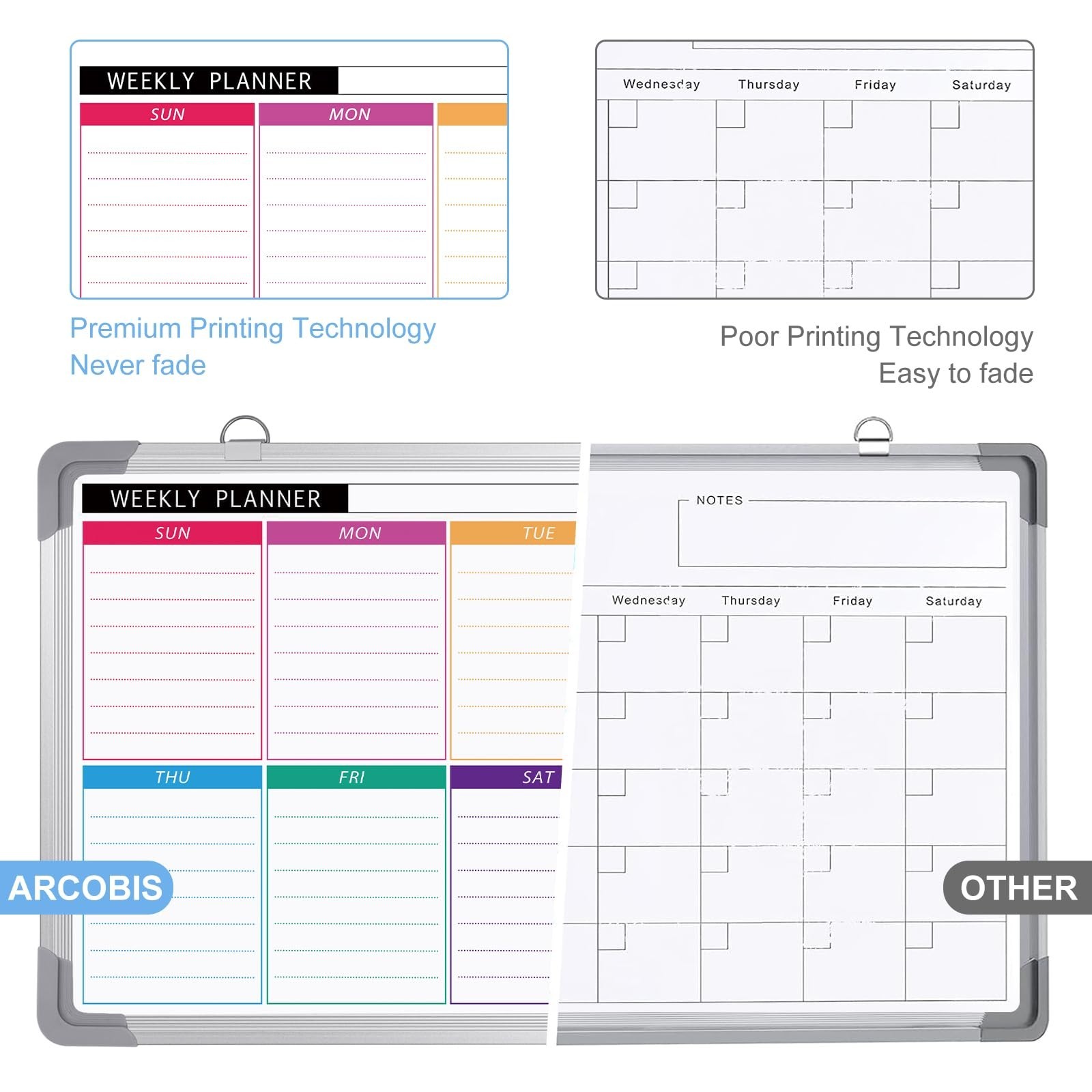 ARCOBIS Monthly Calendar Whiteboard 36" x 24" and Weekly Dry Erase Board for …