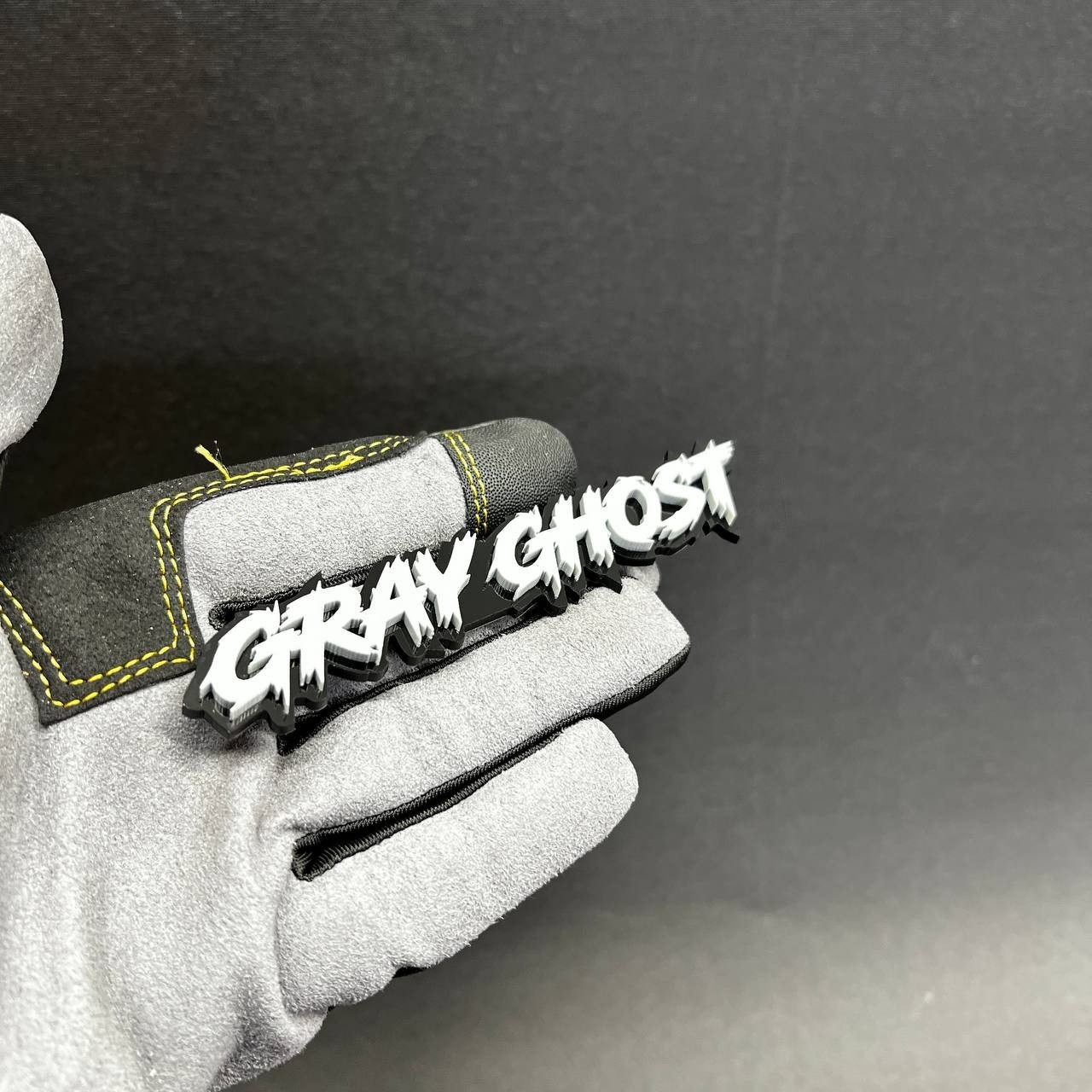 1PC GRAY GHOST Custom 3D Text Car Badge Fender Emblem Tailgate Toolbox Decal