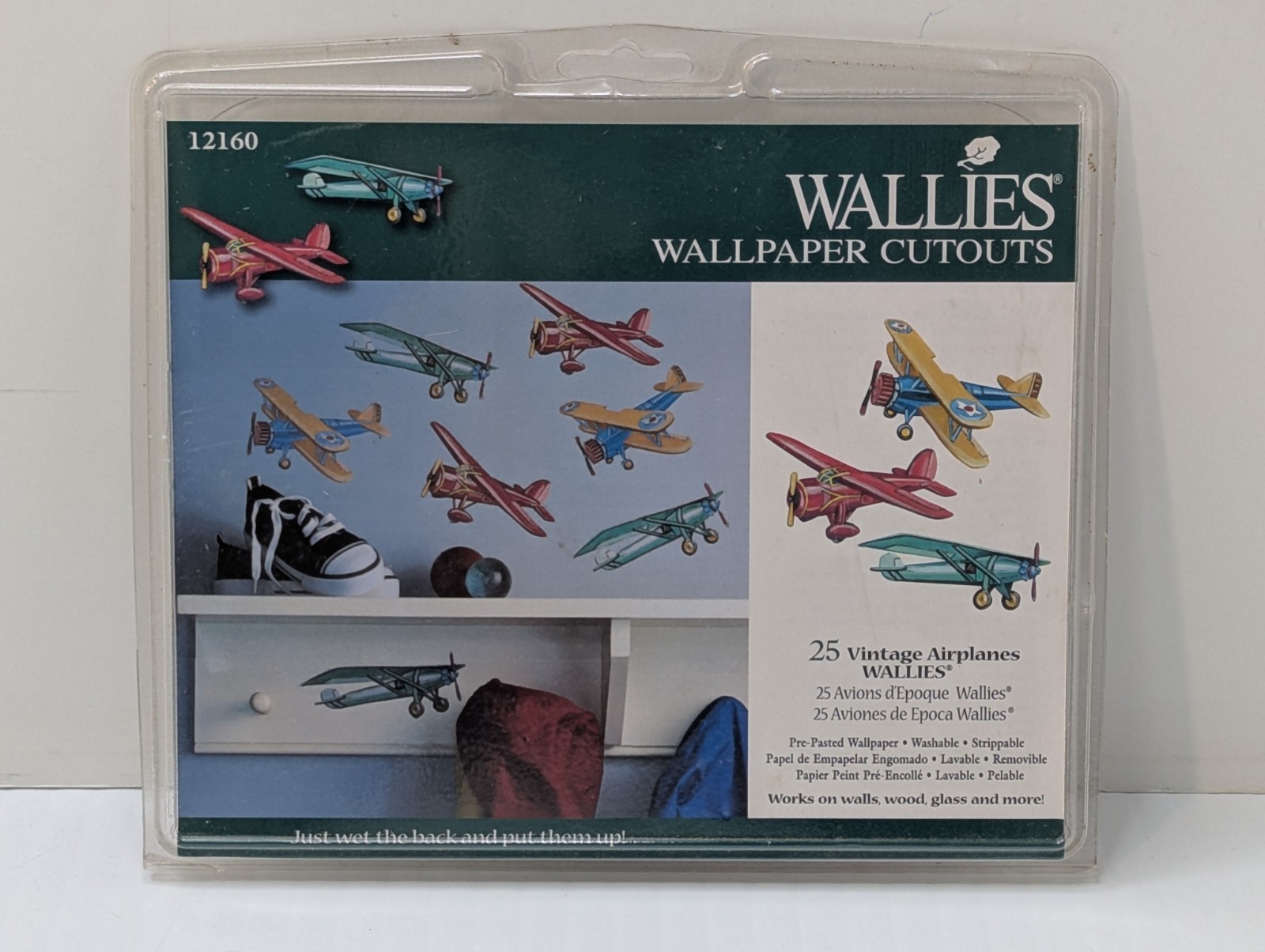 Vintage Wallies Kids Boys Wallpaper Cutouts Pre-pasted Airplanes Set of 25 New!