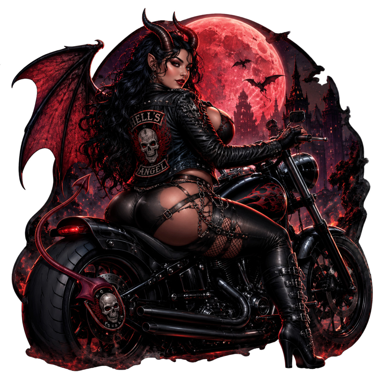 Sexy Hell’s Angel Demon Biker Girl – Gothic Dark Fantasy Sticker