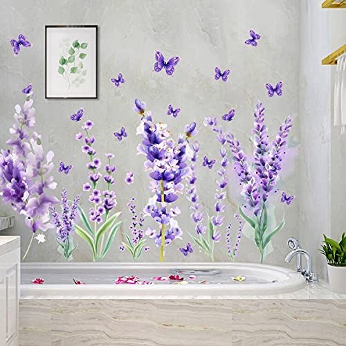 Removable Purple Lavender Wall Decals Purple Flowers Butterfly Wall Stickers …