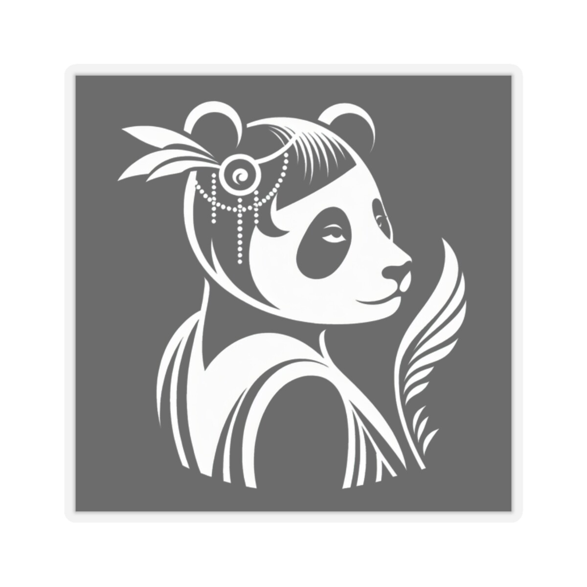 Sticker Art Deco Panda Illustration Black White Classy Zoo 2×2" 3×3" 4×4" 6×6"