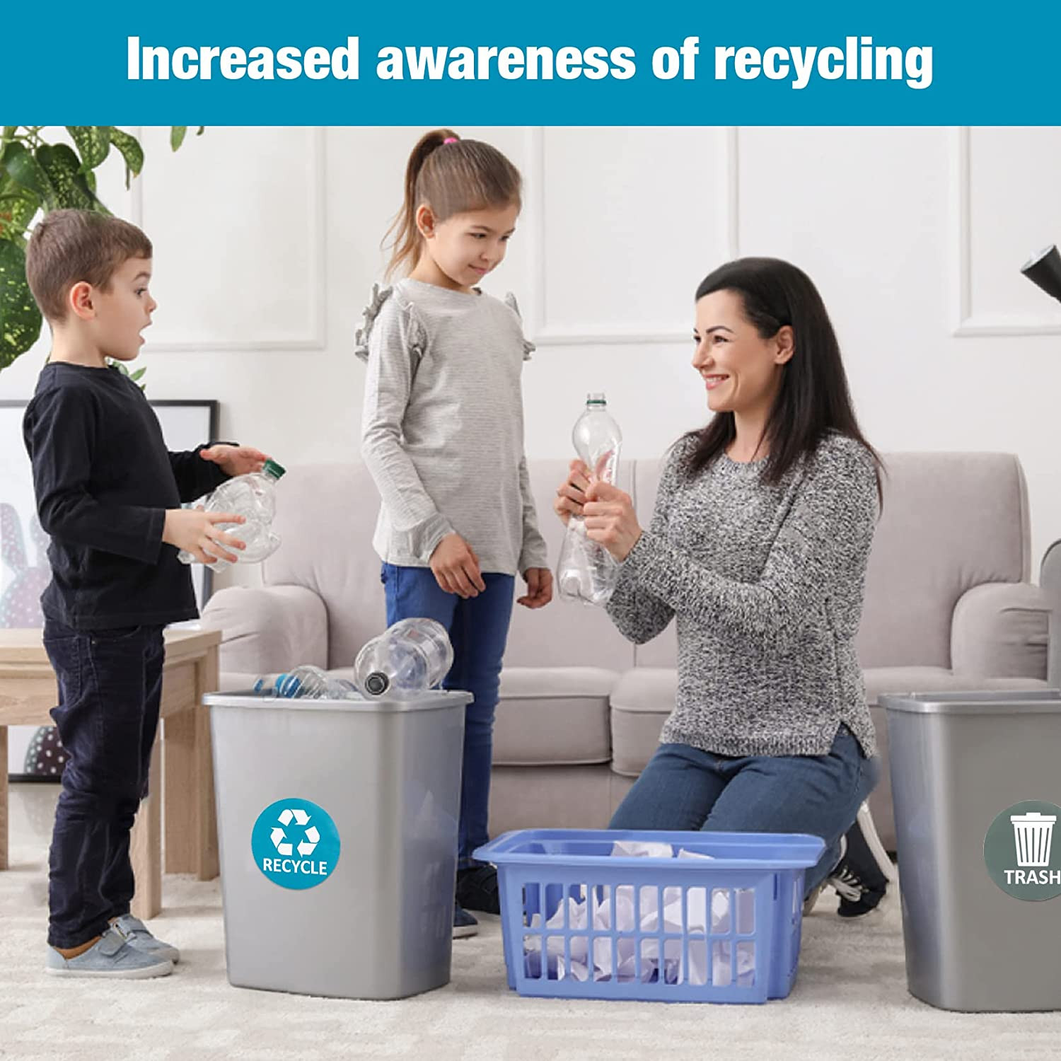 8 Pack for Trash Can Large Sign Garbage Recycling Sticker Reuse Recycle Vinyl P