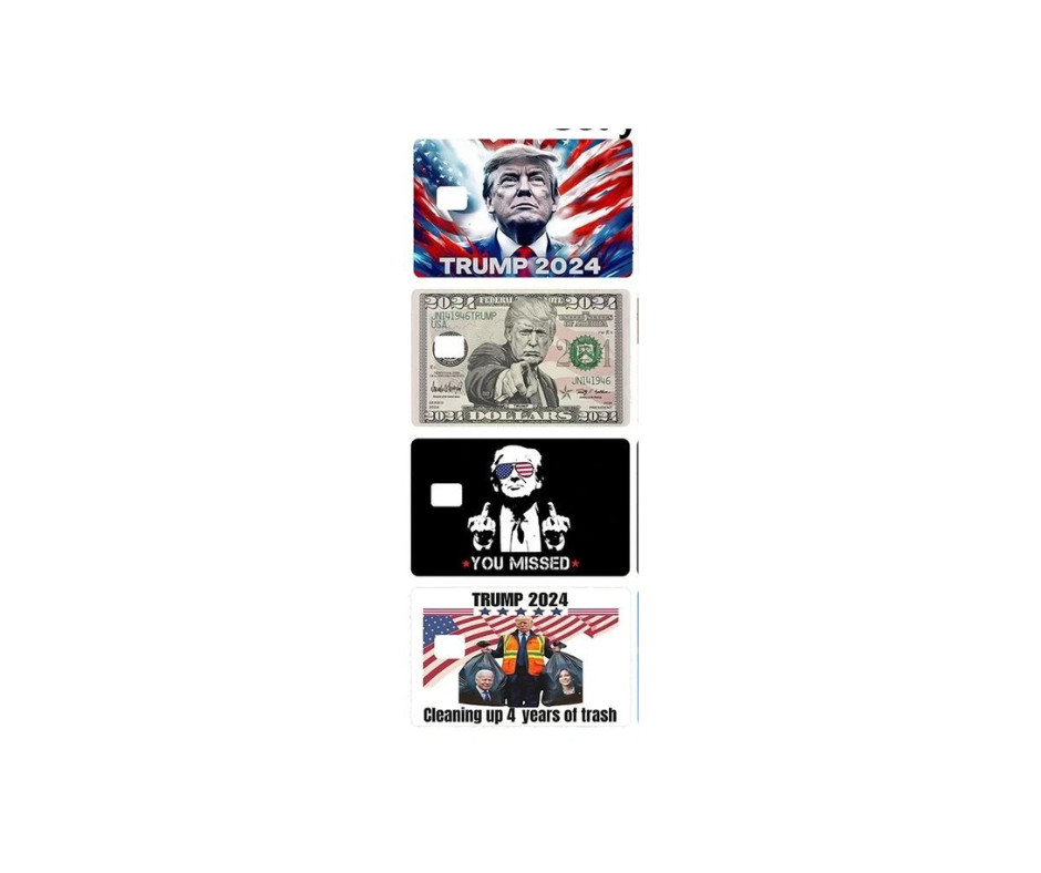 Trump 2024 Card Skin 4-Pack Variety Set Patriotic Vinyl Debit Card Sticker Decal