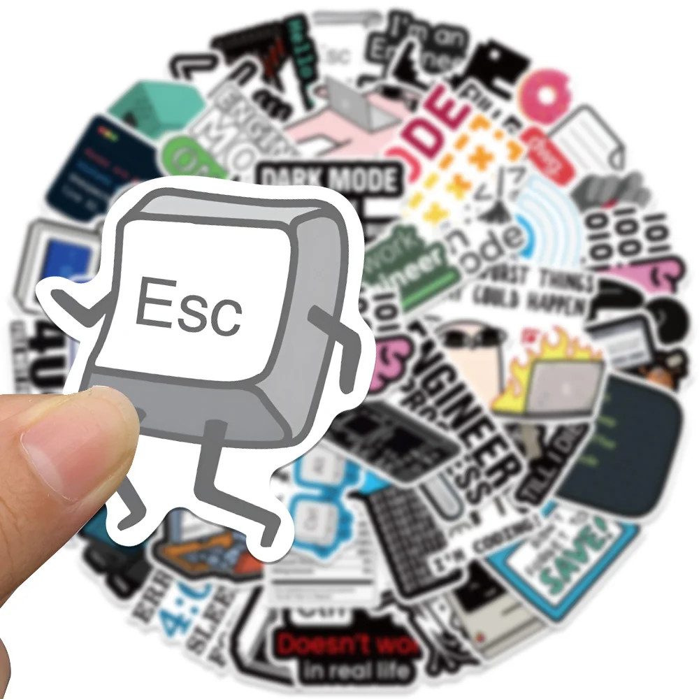 50 Pcs Nerd Stickers for Tech Junkies and Meme Lovers