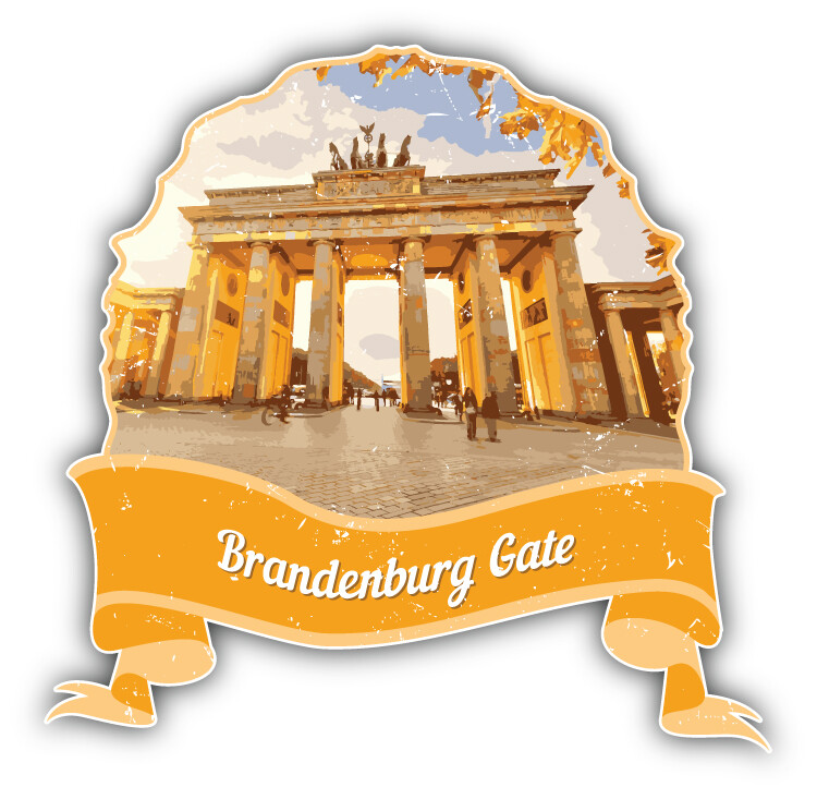Brandenburg Gate Berlin Germany World Landmark Grunge Car Bumper Sticker Decal