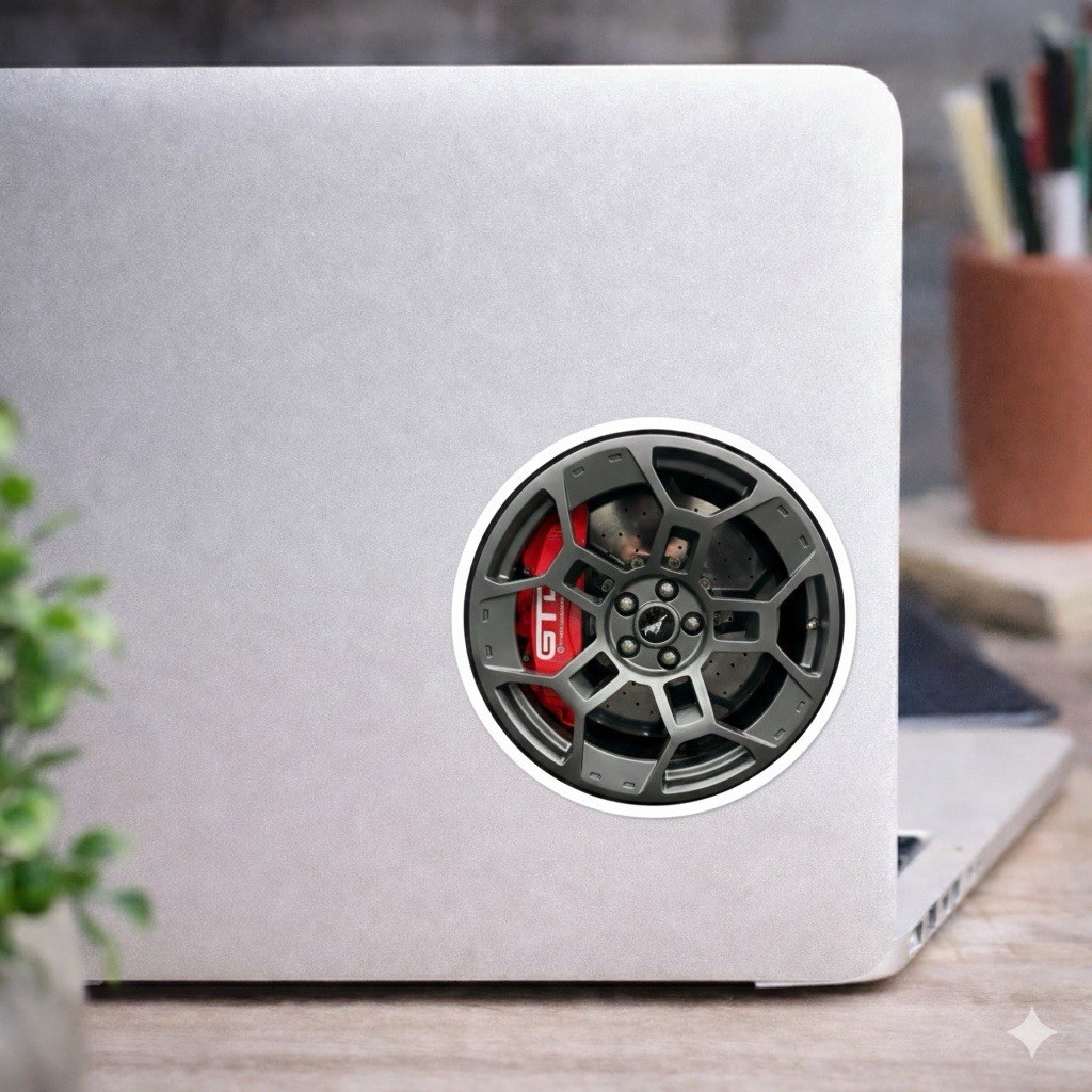 Ford GT Rim Stickers Set of 8 Wheel Rim Decals for Car Bumper Sticker, Laptop