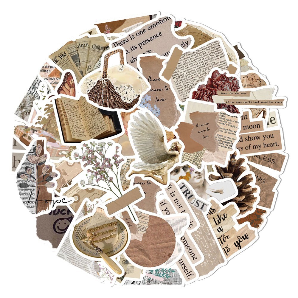 200pcs Retro Cottagecore Vintage STICKER PACK，#201206226251
