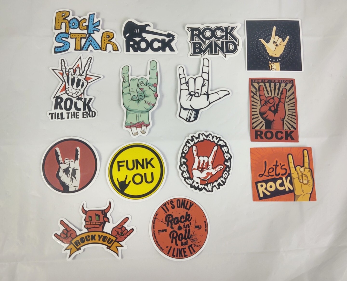 Lot Of 14 Assorted Stickers Multicolor Rock Music Punk Metal Guitar Rock Band