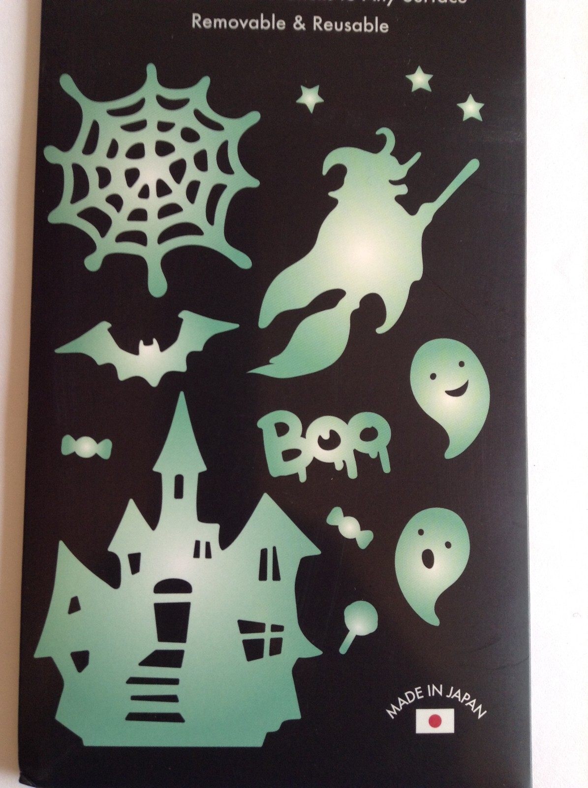 GLOPLAY Glow-In-The-Dark Halloween Town Stickers 40 Assorted Reusable Removable