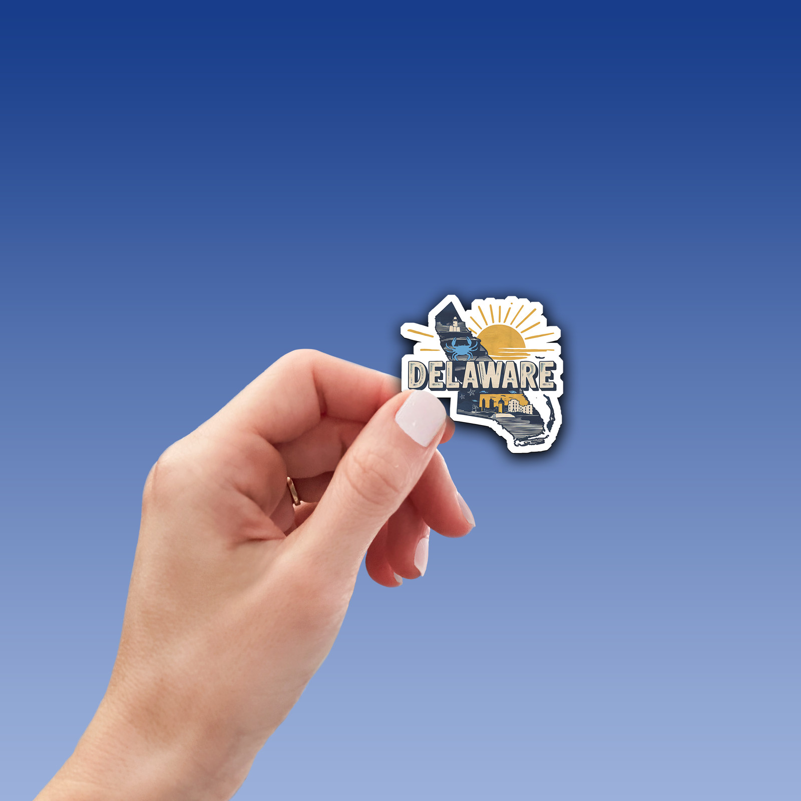 Retro Vinyl State Sticker – Delaware