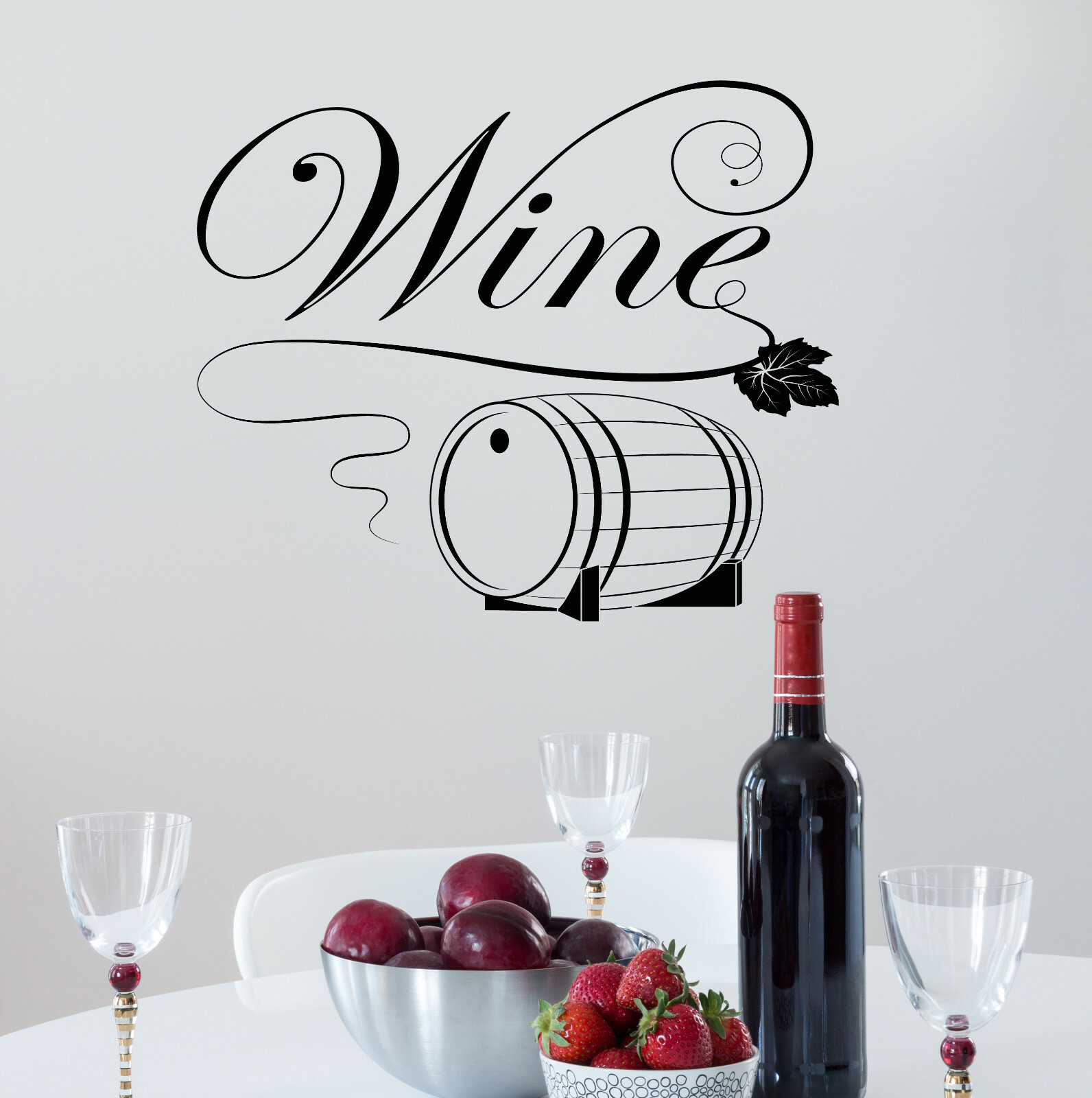 Vinyl Wall Decal Wine Bottle Barrel Drink Alcohol Stickers 22.5 in x 17 in gz224