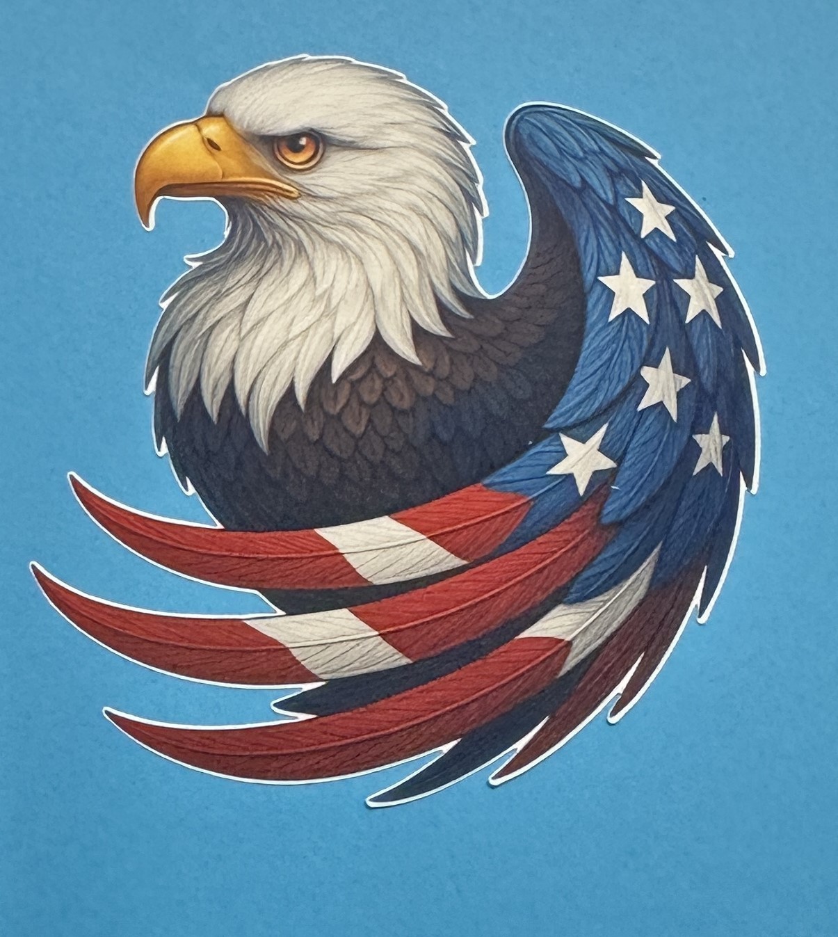 3 inch Patriotic Bald Eagle American Flag Vinyl Sticker USA Eagle Decal