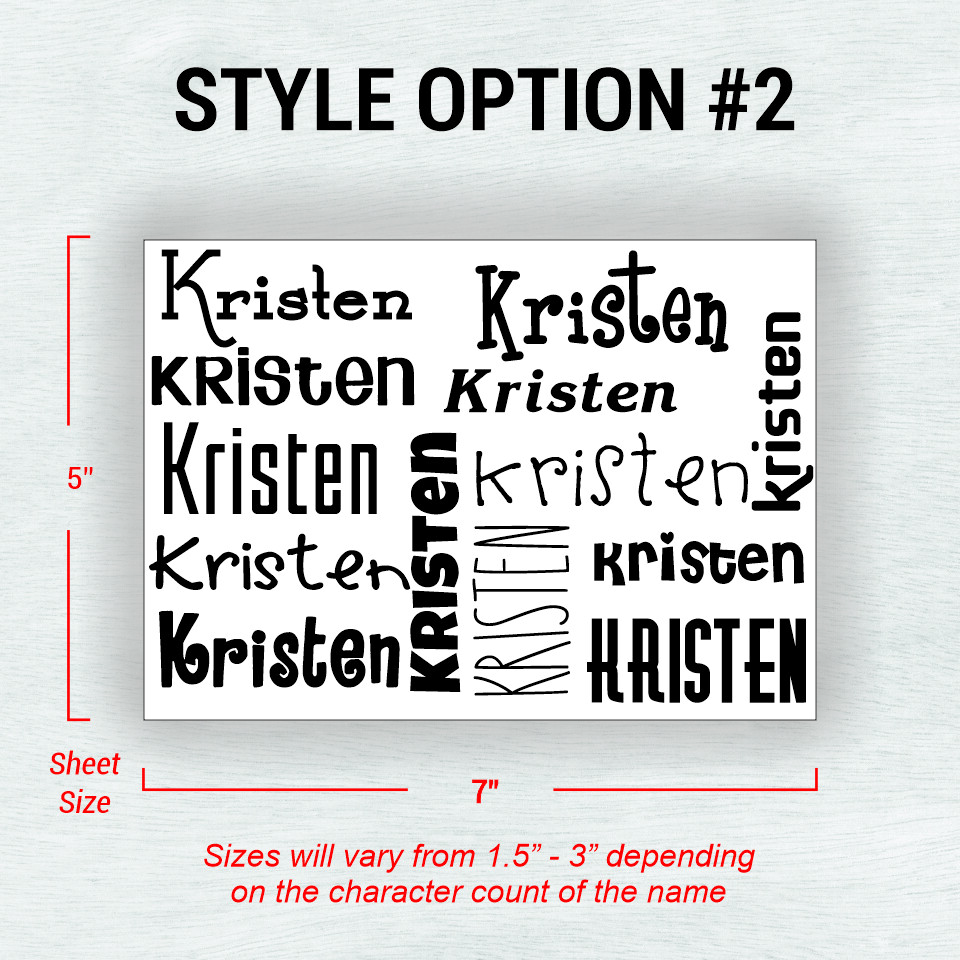 Custom Name Vinyl Decals Labels 5×7 Sheet for Back to School