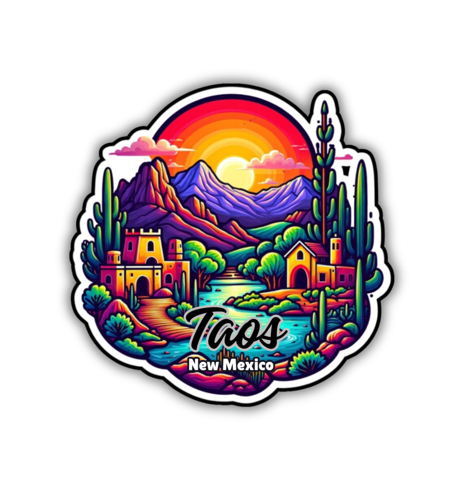 Taos New Mexico Fridge Magnet or Laptop Sticker