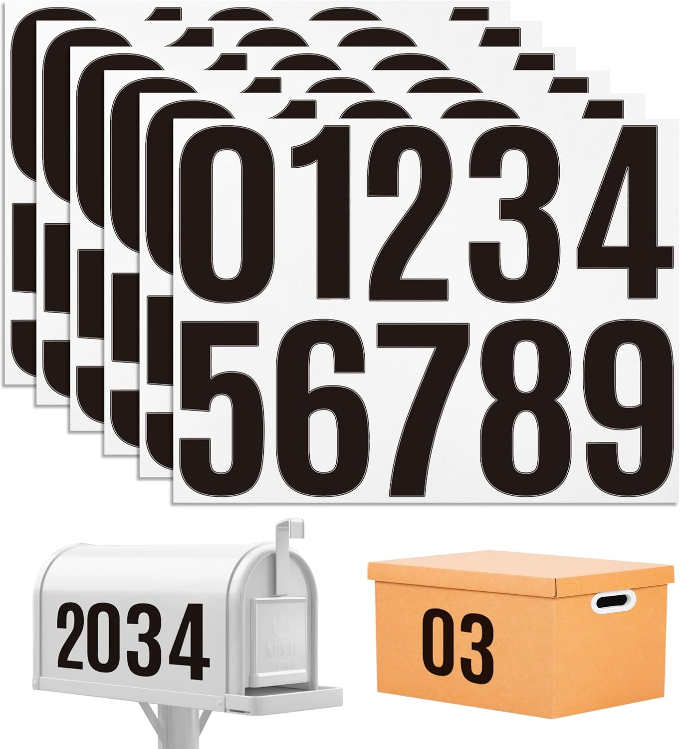 60 Pcs 4 Inch Reflective Mailbox Numbers Waterproof Self Adhesive House Numbers