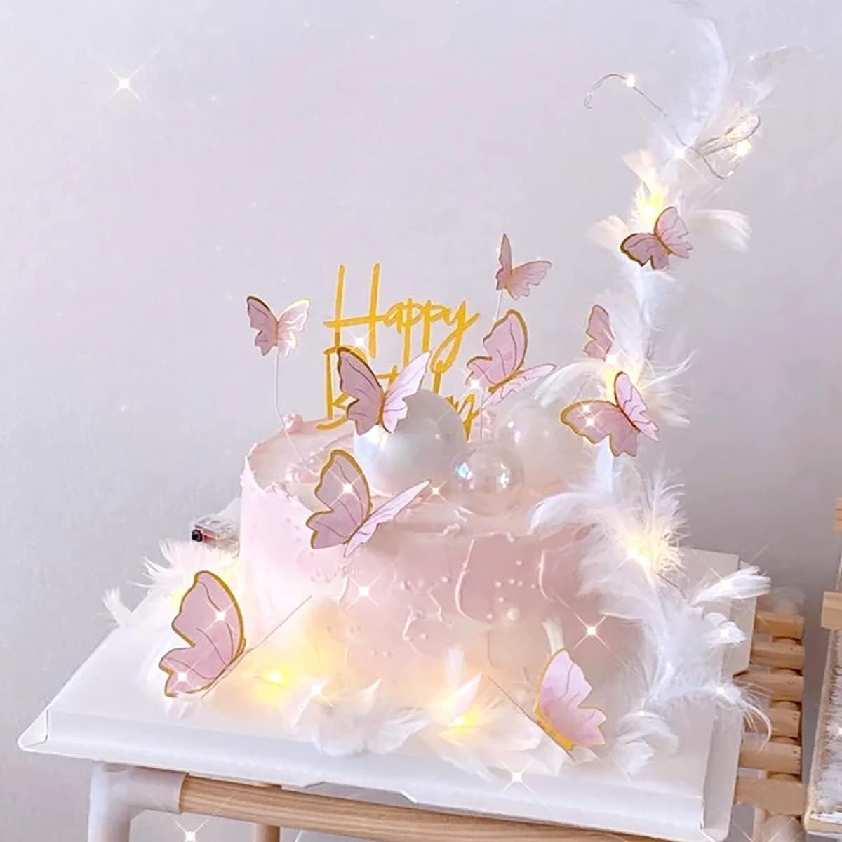 Elegant 11-Piece Gold Butterfly Cake Decor Set for Magical Girls' Celebrations
