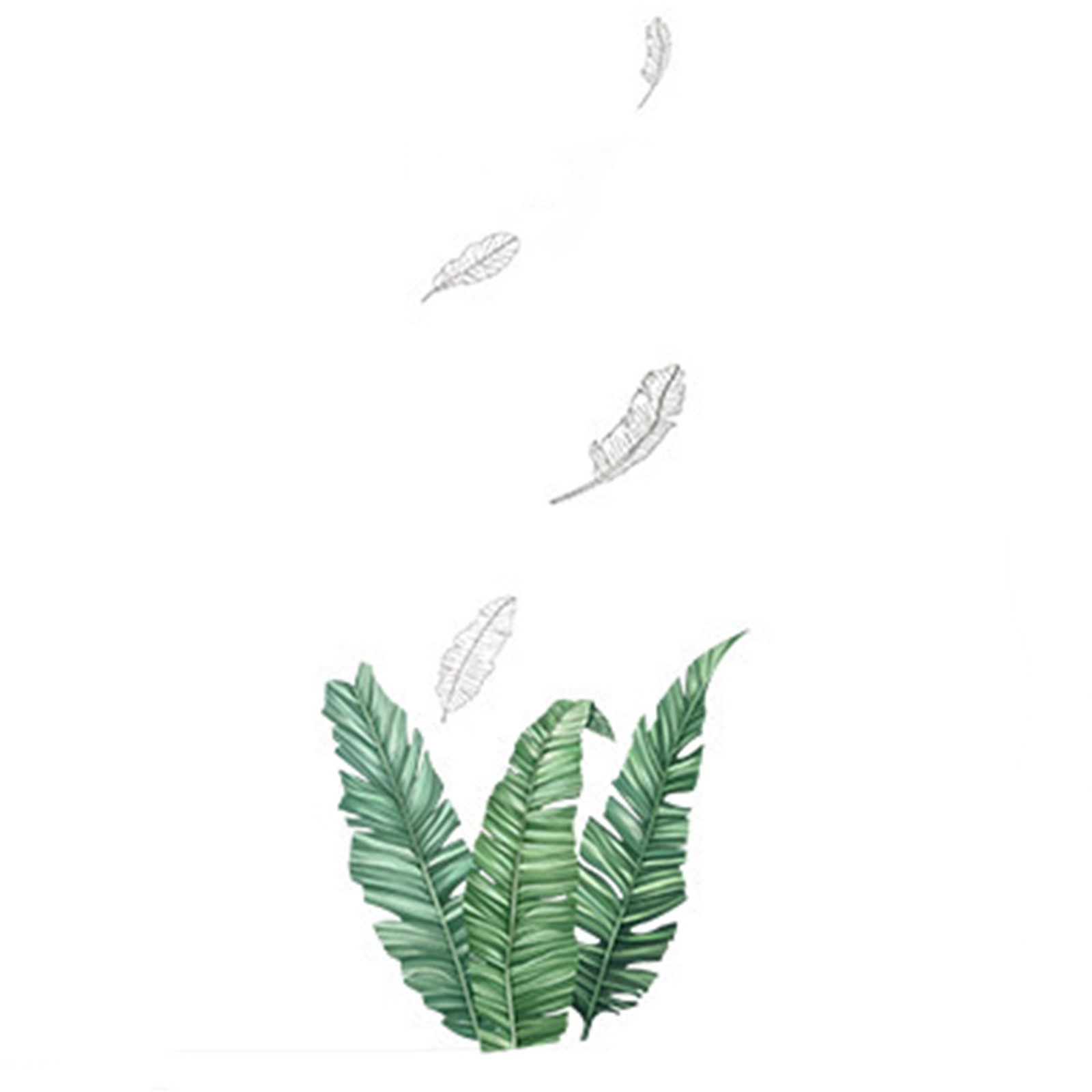 Green Wall Stickers Tropical Banana Leaves Removable PVC Bedroom Decorations