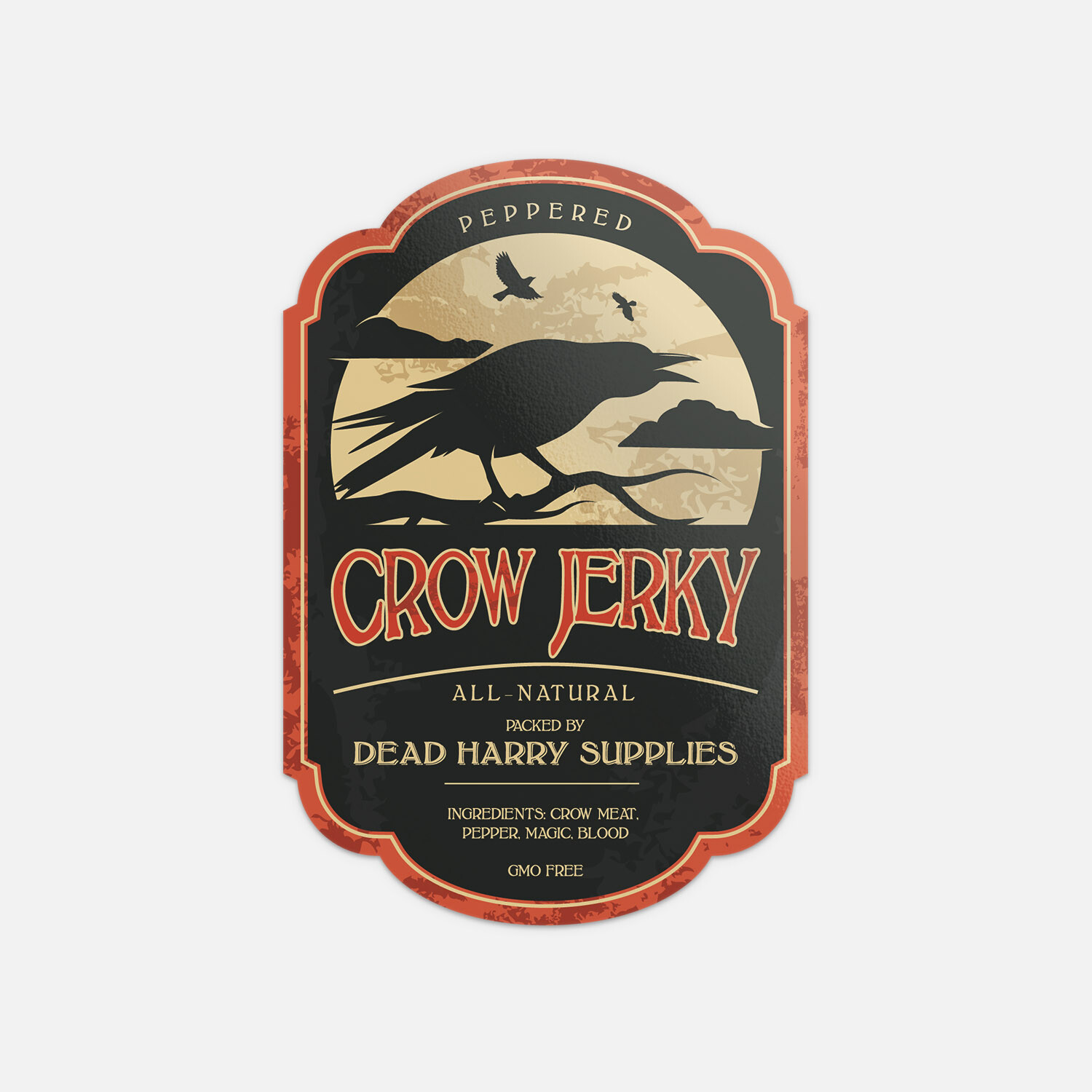 Halloween Potion Vintage Label Crow Jerky Vinyl Sticker Decal