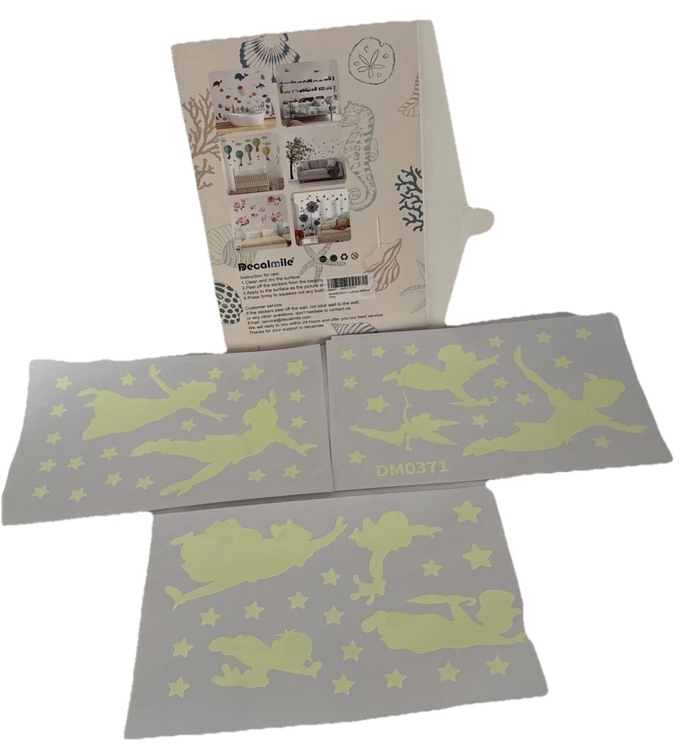 Disney Peter Pan& Friends Stickers, Glow In Dark, Wall Decal, whimsical