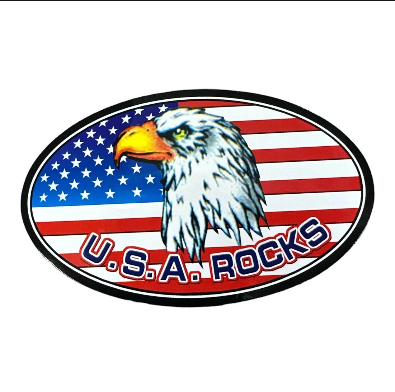 United States USA Rocks Patriotic Oval Magnet 5" X 3" Bald Eagle Free Shipping!