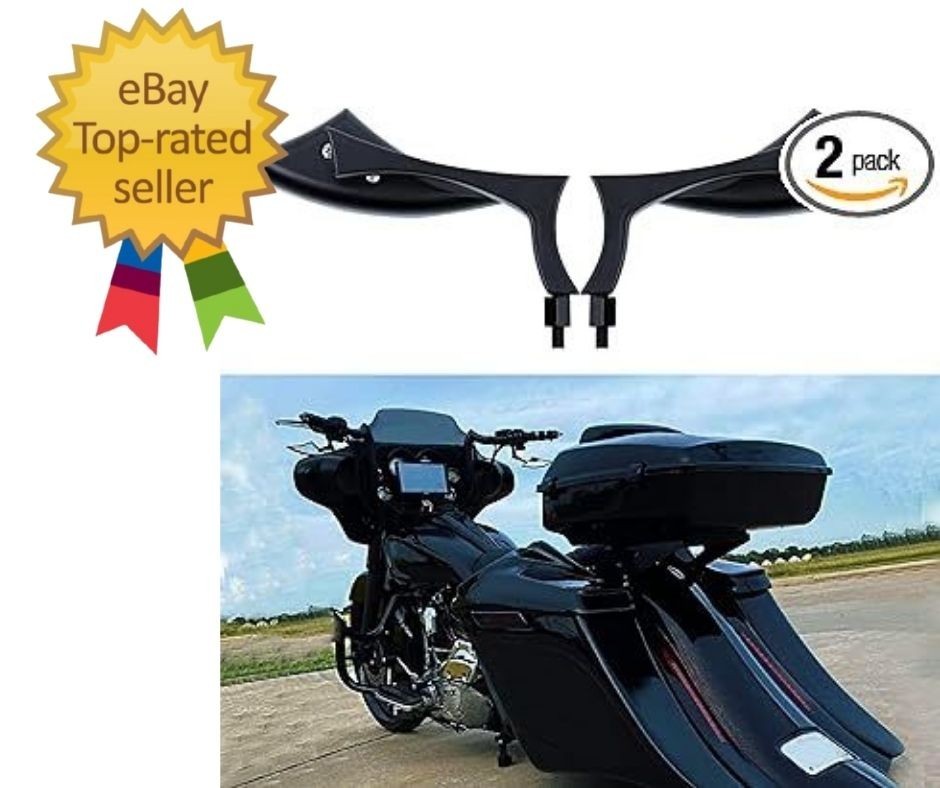 8Mm 10Mm Black Motorcycle Rearview Side Mirrors Blade Compatible with Harley Spo