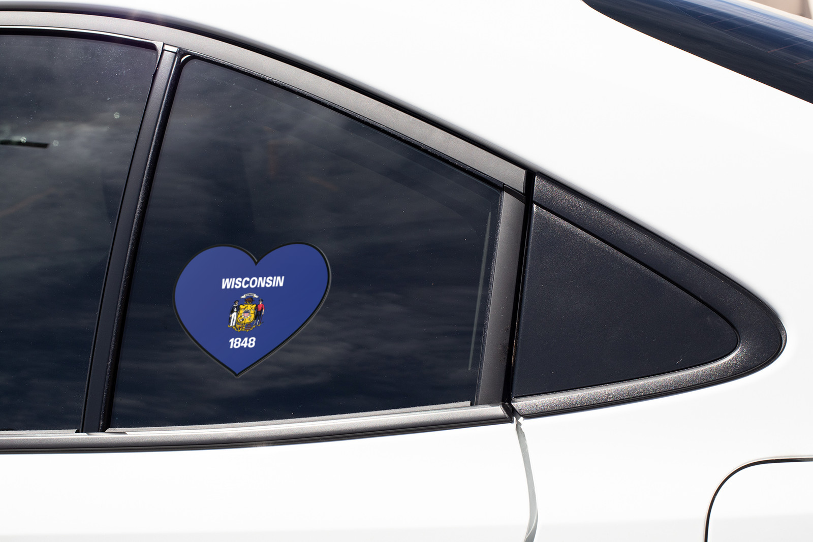 State of Wisconsin Flag Heart Sticker Decal USA Wisconsin State