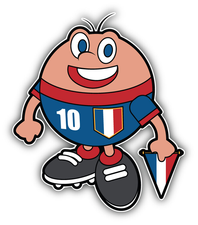 Cartoon France Soccer Player Mascot Car Bumper Sticker Decal
