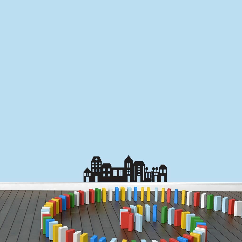 Little City Wall Decal – Kids, Nursery, Playroom, Classroom, Town, City, Sticker