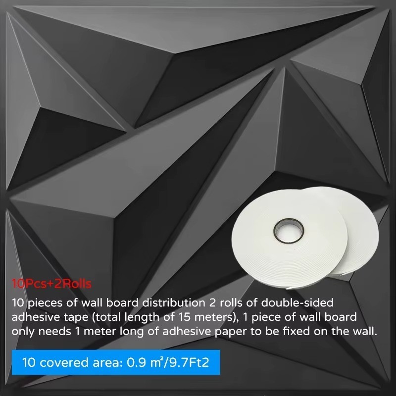 10pcs 3D Wall Decor 3D Wall Panels PVC 3D Wall Decoration Home DIY 11.8"(30cm)