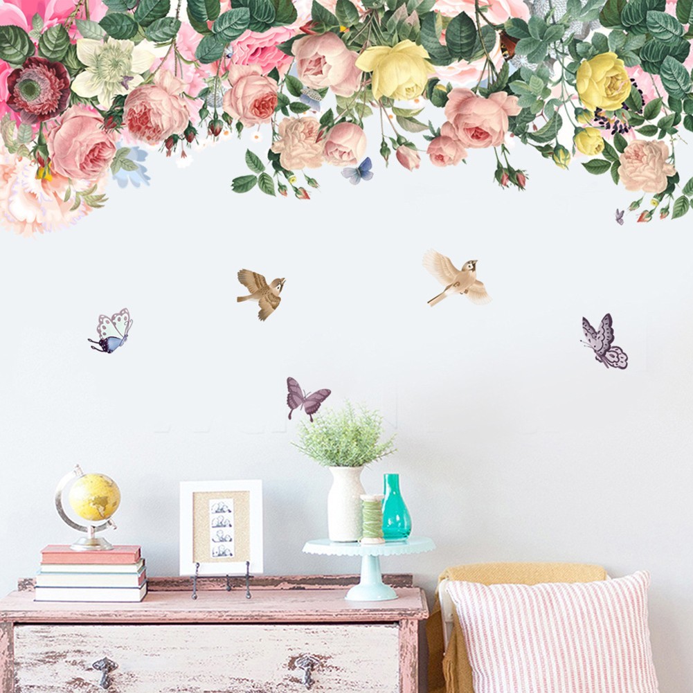 1 Pcs Flower Cartoon Wall Art Stickers Removable Vinyl Decal Home Decoration