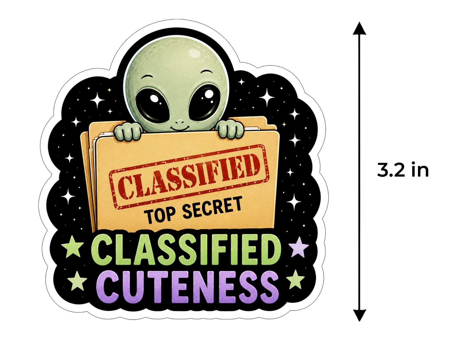 Alien Vinyl Decal Sticker UFO Space Sci Fi Laptop Window Binder Cute Set of 2