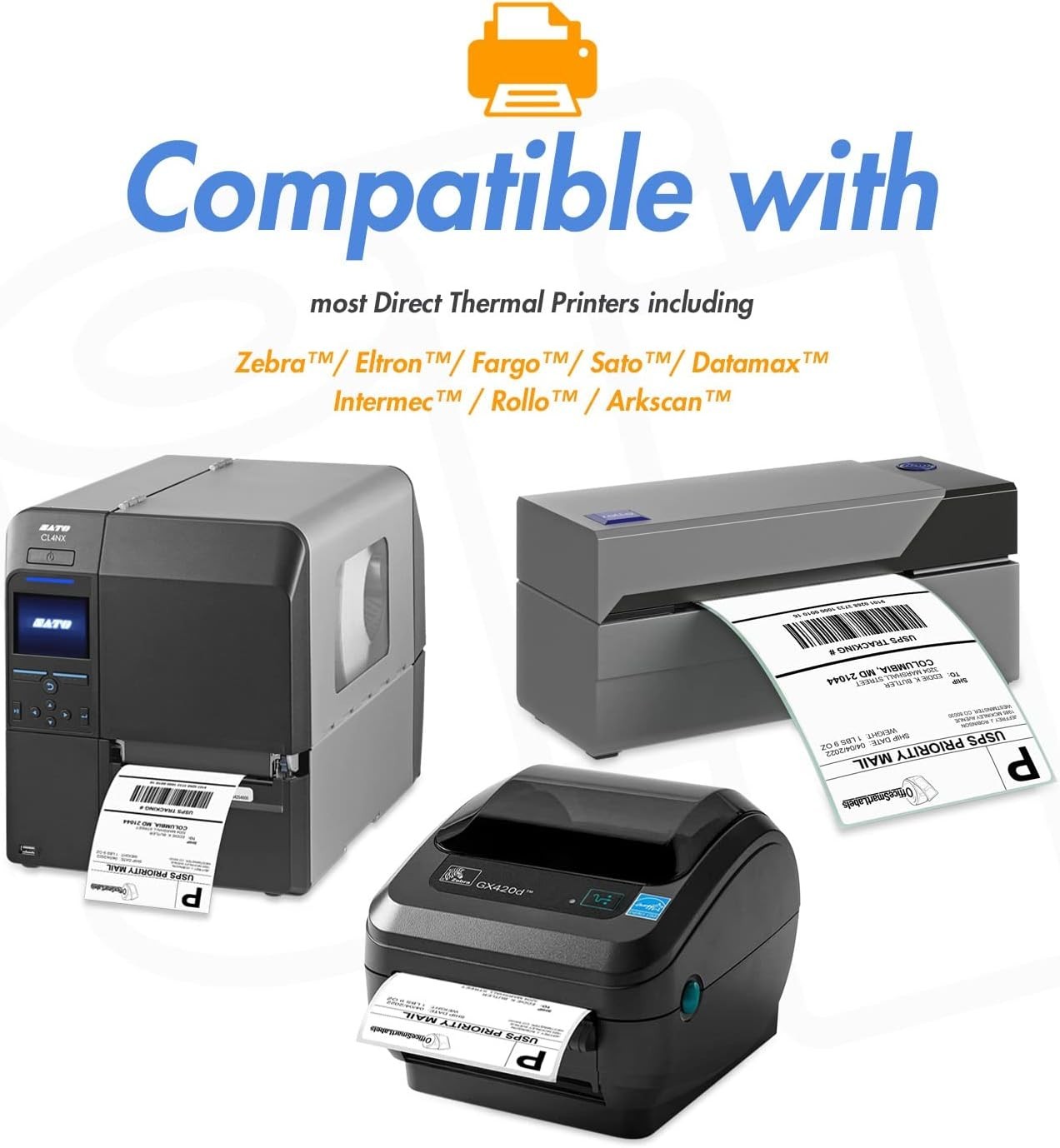 2.25 X 0.75 Inch Direct Thermal Label – Compatible with Rollo Label Printer & Ze