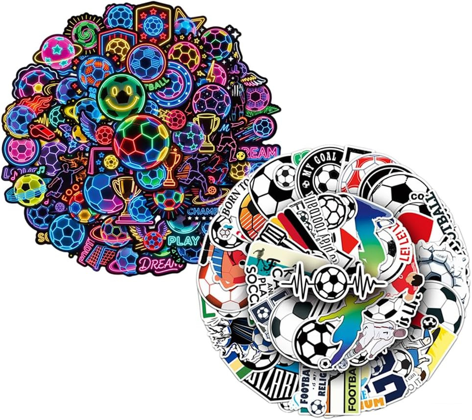 100Pcs World Cup Soccer Stickers, Vinyl Waterproof Soccer Stickers, Sports Stick