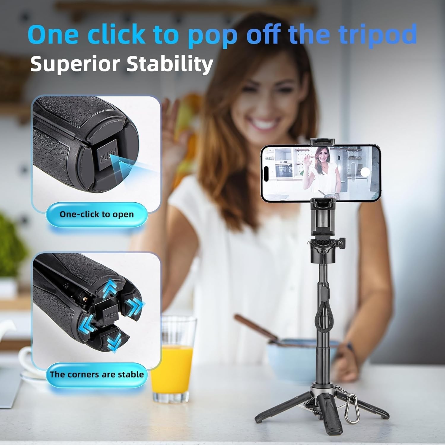 for Magsafe Tripod Stand for iPhone,Portable Pocket Size Selfie Stick with Re…