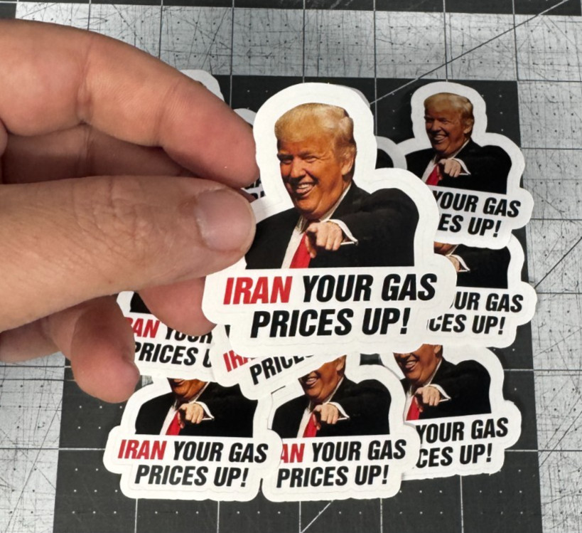 Trump “Iran Prices Up!” Sticker 20 Pk Funny Political Gas Meme Decal 2"