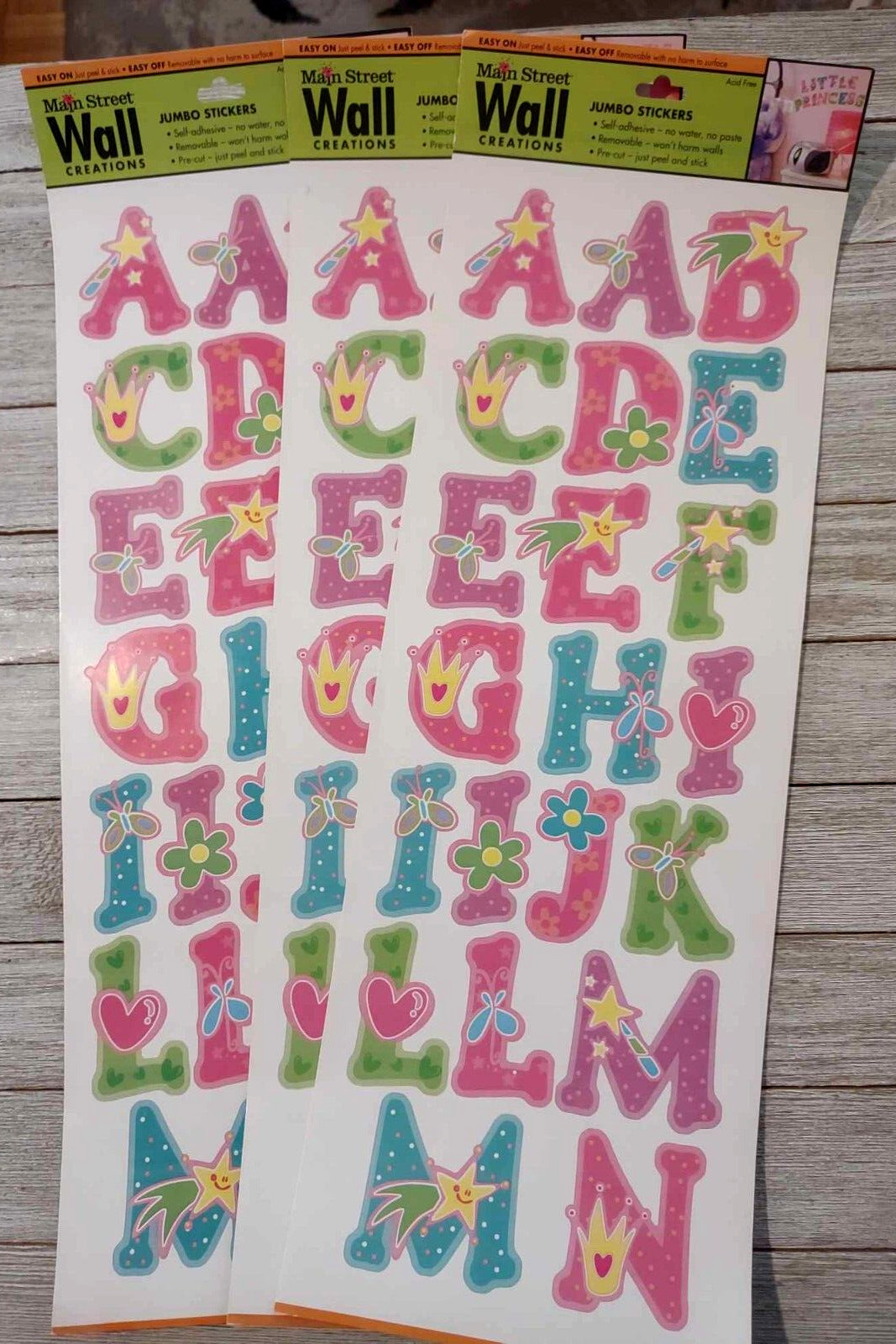 Alphabet Wall Creations Peel & Stick Jumbo Stickers Wall Decals 3 Sheets