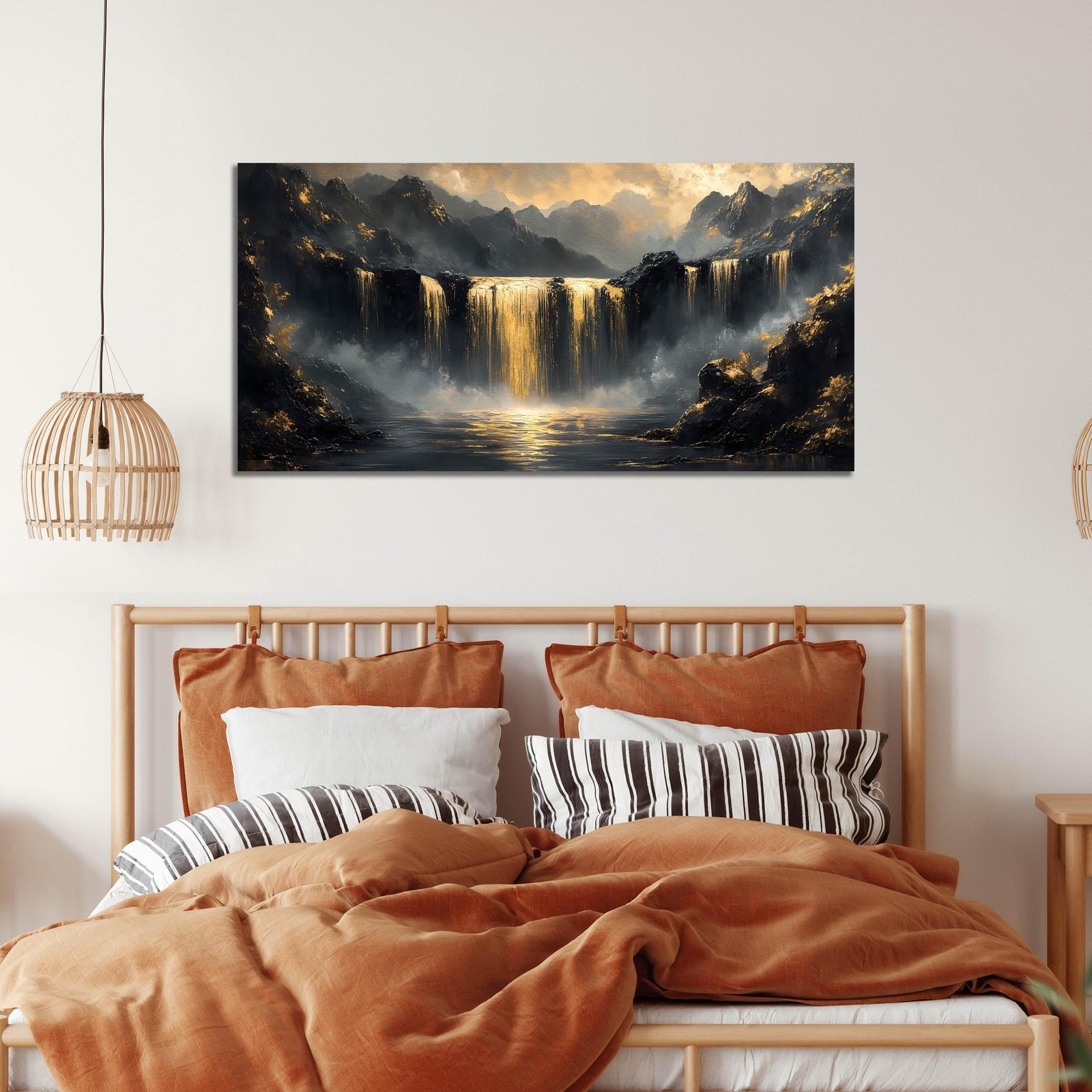 Waterfall Canvas Wall Art for Living Room – Mountain Art Wall Decor for Offic…