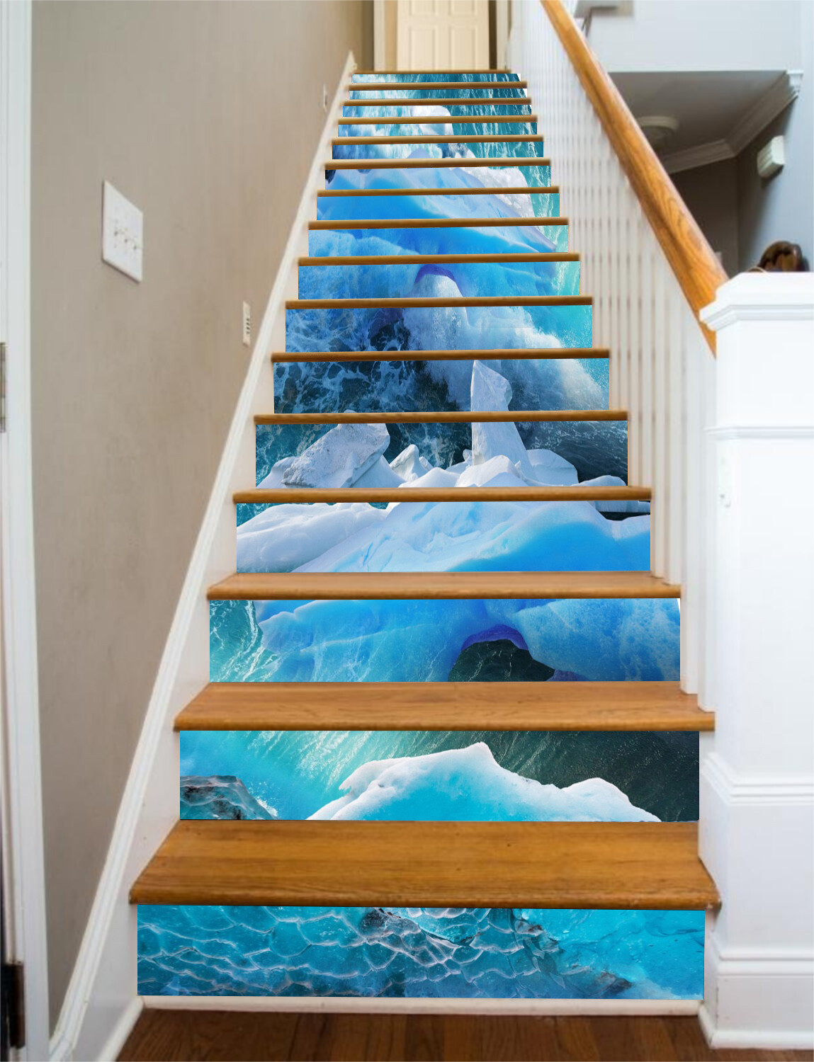3D Glacier River AZ348 Stair Risers Decoration Mural Vinyl Wallpaper Kay